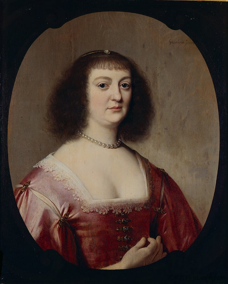 索尔姆斯阿玛利亚圈子里一位不知名的女士的肖像 Portrait of An Unknown Lady in the Circle of Amalia of Solms (1633),杰拉德·范·洪托斯特