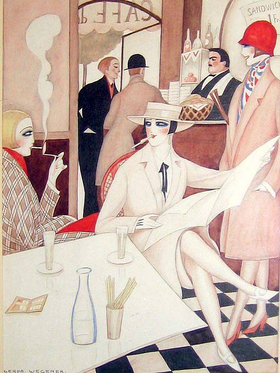 在咖啡厅 Au Café (c.1925)，格尔达·魏格纳