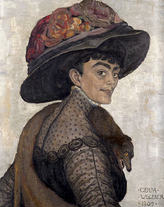 戴大帽子的女士 Lady in a Large Hat (1909)，格尔达·魏格纳