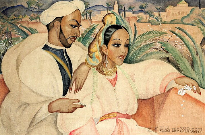 摩洛哥新婚夫妇（艾查和吉亚利） Moroccan Newlyweds (Aicha and Djialli) (1931 - 1934)，格尔达·魏格纳