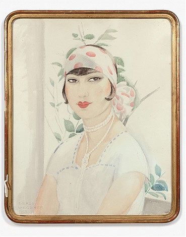 一个戴着头带的女人的肖像 Portrait De Femme Au Bandeau (1928)，格尔达·魏格纳