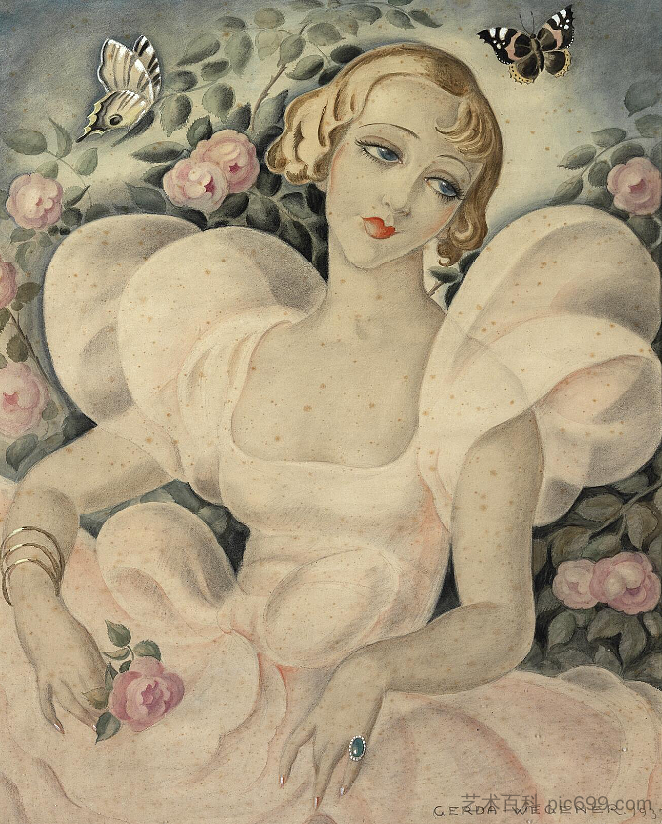 一个年轻的金发女人的肖像 Portrait of a Young Blond Woman (1933)，格尔达·魏格纳