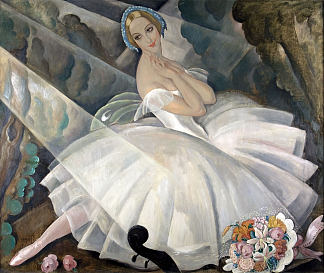 芭蕾舞演员乌拉·波尔森在肖皮尼亚娜芭蕾舞团 The Ballerina Ulla Poulsen in the Ballet Chopiniana (c.1927)，格尔达·魏格纳