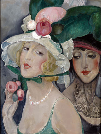 两个带帽子的可可 Two Cocottes with Hats (c.1925)，格尔达·魏格纳