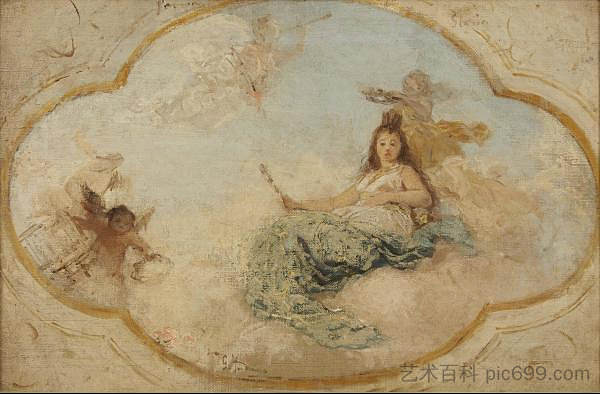 壁画研究 Study for fresco (c.1865)，杰罗姆·因杜诺