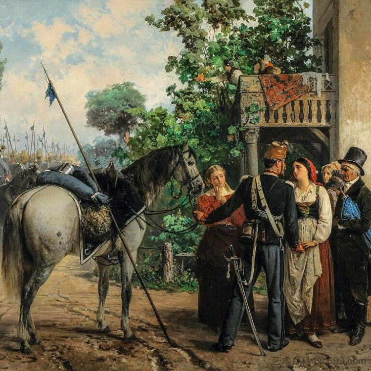 出发前往现场 The departure for the field (1866)，杰罗姆·因杜诺