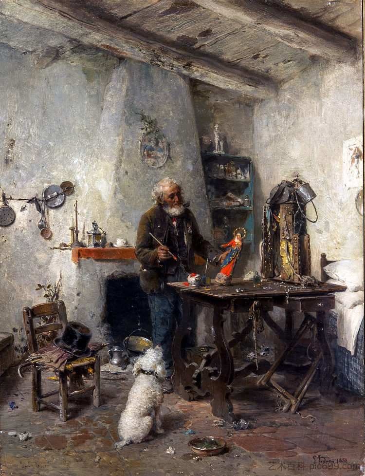 小雕像制作者（第1版） The figurine maker (1st version) (1888)，杰罗姆·因杜诺