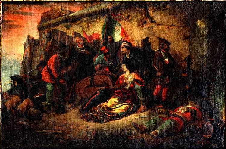 爱国者科隆巴·安东尼蒂在罗马去世 Death of Colomba Antonietti, Patriot, in Rome (1849; Italy  )，杰罗姆·因杜诺