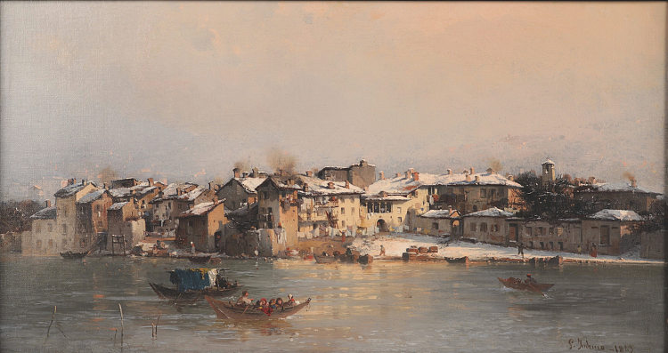 冬天的佩斯卡雷尼科 Pescarenico in winter (1863)，杰罗姆·因杜诺