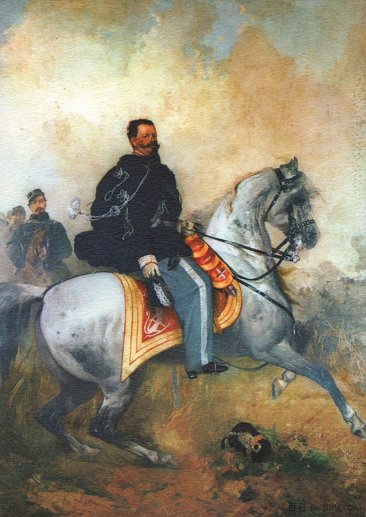 国王维托里奥·埃马努埃莱二世在马背上 King Vittorio Emanuele II on horseback (1855; Italy  )，杰罗姆·因杜诺