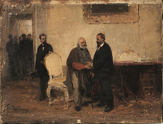 维克托·伊曼纽尔二世会见朱塞佩·加里波第（预备草图） Victor Emmanuel II meets Giuseppe Garibaldi (preparatory sketch) (c.1870)，杰罗姆·因杜诺