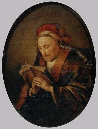 老妇人祈祷 Old Woman Praying (c.1640)，格利特窦