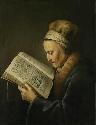 一个老妇人的肖像阅读 Portrait of an old woman reading (c.1630 – c.1635)，格利特窦