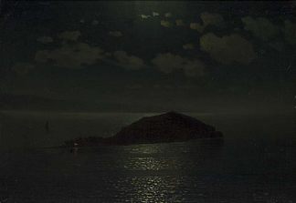 塞万湖和小岛在晚上 Lake Sevan and the Isle at night (1884; Armenia                     )，格沃格·巴斯坦