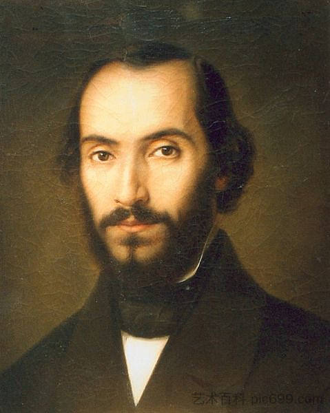 尼古拉·巴尔切斯库的肖像 Portrait of Nicolae Bălcescu (1851)，格奥尔基·塔特雷斯丘