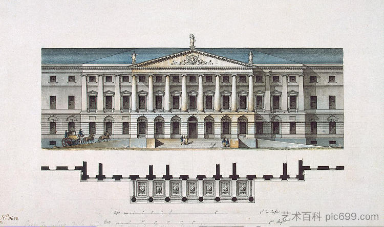圣彼得堡斯莫尔尼研究所设计(立面) Design for the Smolny Institute in St Petersburg (façade) (c.1806; Russian Federation ),贾科莫·奎朗