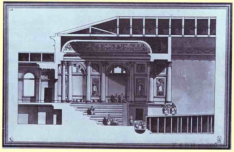 圣彼得堡冬宫剧院的设计(部分) Design of the Hermitage Theater in St. Petersburg (section) (1783; Russian Federation ),贾科莫·奎朗