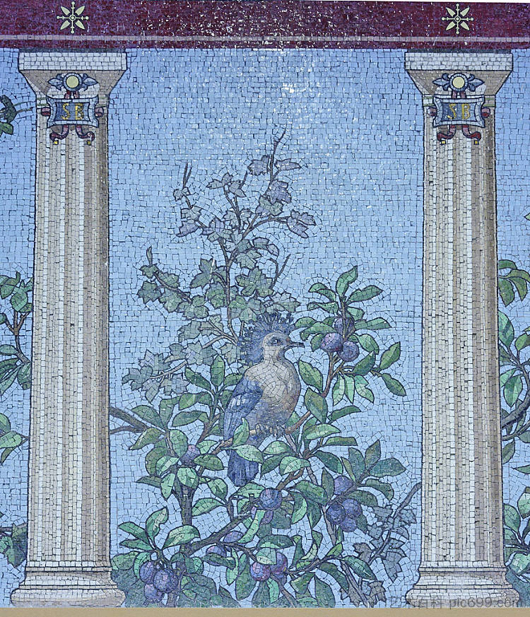 马赛克 - 巴黎圣巴尔贝图书馆的餐厅房间 Mosaic - Dining hall room of the Sainte-Barbe library, Paris，詹多梅尼科·法奇纳