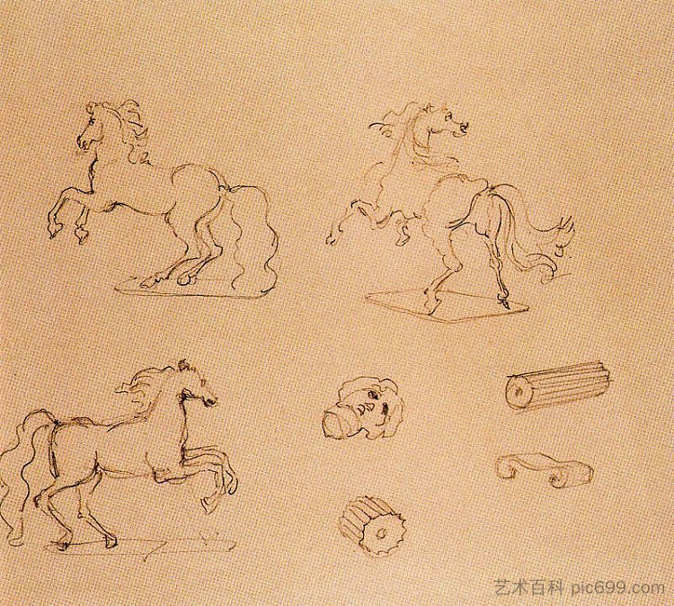 一匹马 A horse (c.1949; Rome,Italy  )，乔治·德·基里科