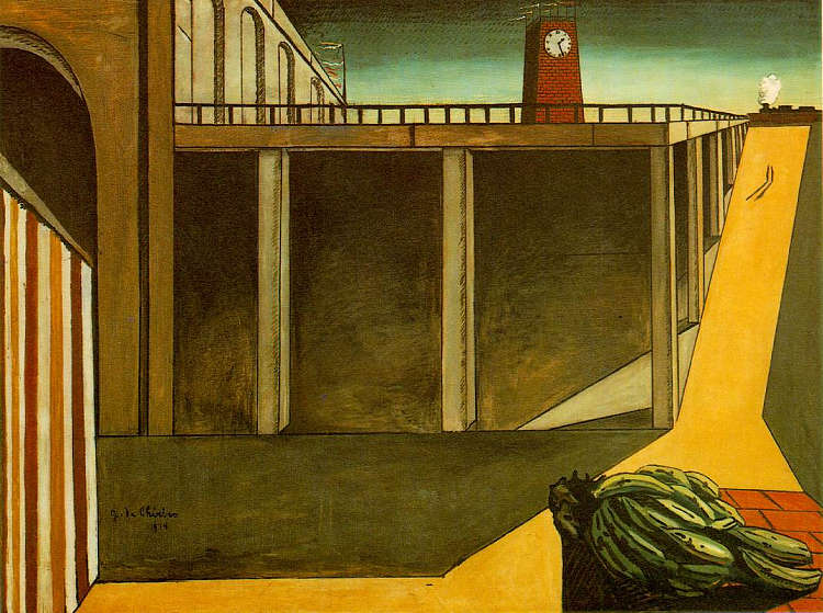 蒙帕纳斯火车站（《离去的忧郁》） Gare Montparnasse (The Melancholy of Departure) (1914; Paris,France  )，乔治·德·基里科