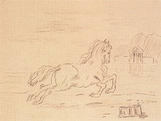 湖岸上的马 Horse on the shore of a lake (c.1949; Rome,Italy                     )，乔治·德·基里科