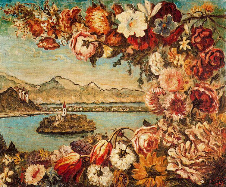 岛屿和花环 Island and flower garland (1969)，乔治·德·基里科