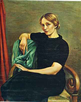 伊萨的肖像与黑色连衣裙 Portrait of Isa with black dress (1935; Rome,Italy                     )，乔治·德·基里科