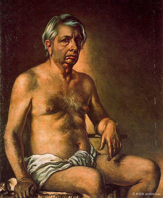 自画像裸体 Self Portrait Nude (1945; Rome,Italy  )，乔治·德·基里科