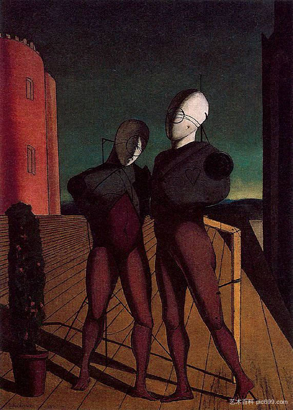 二人组（红塔的模型） The duo (The models of the red tower) (1915; Paris,France  )，乔治·德·基里科