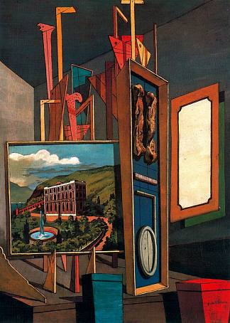 广阔的形而上学内部 Vast Metaphysical Interior (1917)，乔治·德·基里科