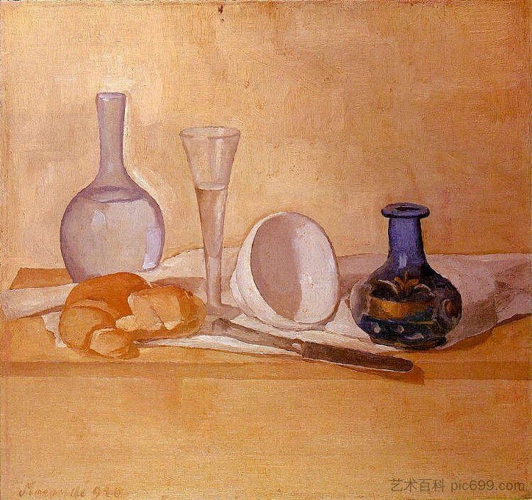 静物（蓝色花瓶） Still Life (The Blue Vase) (1920)，乔治·莫兰迪