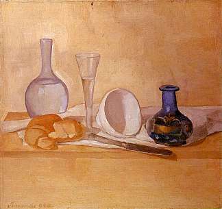 静物（蓝色花瓶） Still Life (The Blue Vase) (1920)，乔治·莫兰迪