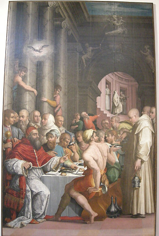 圣格雷戈里大帝晚餐（克莱门特七世） Dinner of St. Gregory the Great (Clement VII) (1539 – 1540)，乔治·瓦萨里