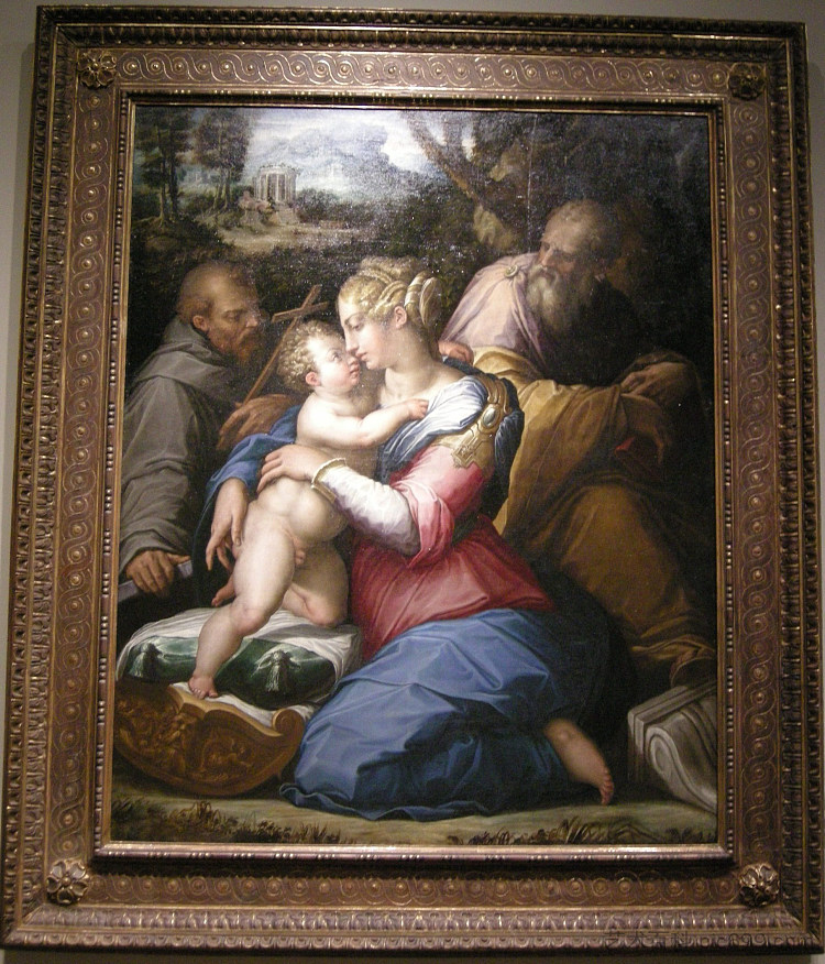 圣家庭与圣弗朗西斯在风景中 Holy Family with St. Francis in a Landscape (1542),乔治·瓦萨里