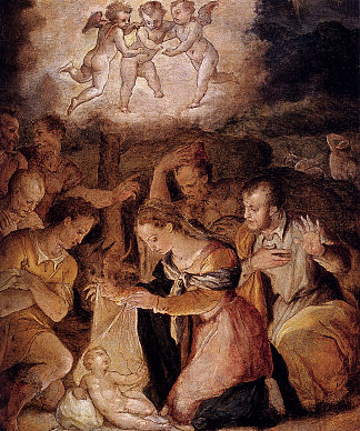 耶稣诞生与牧羊人的崇拜 The Nativity With The Adoration Of The Shepherds (c.1554)，乔治·瓦萨里