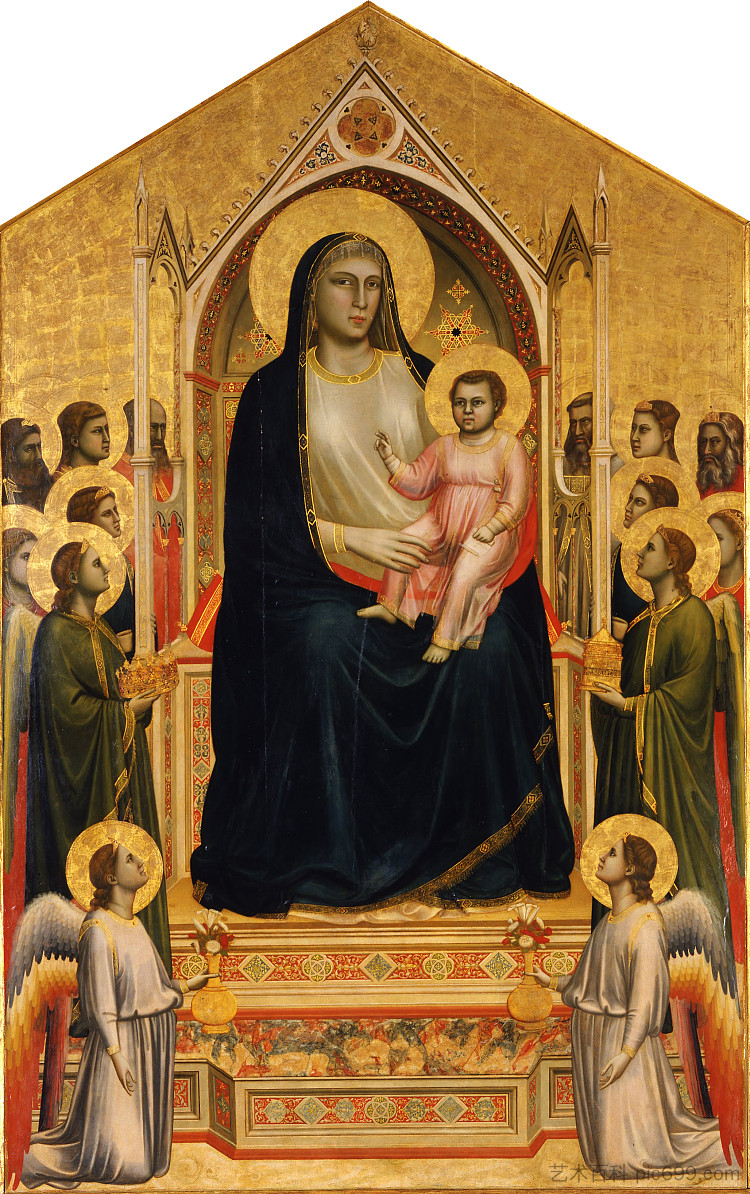 麦当娜在马斯特（诸圣节麦当娜） Madonna in Maest (Ognissanti Madonna) (c.1306 - c.1310)，乔托·迪·邦多内