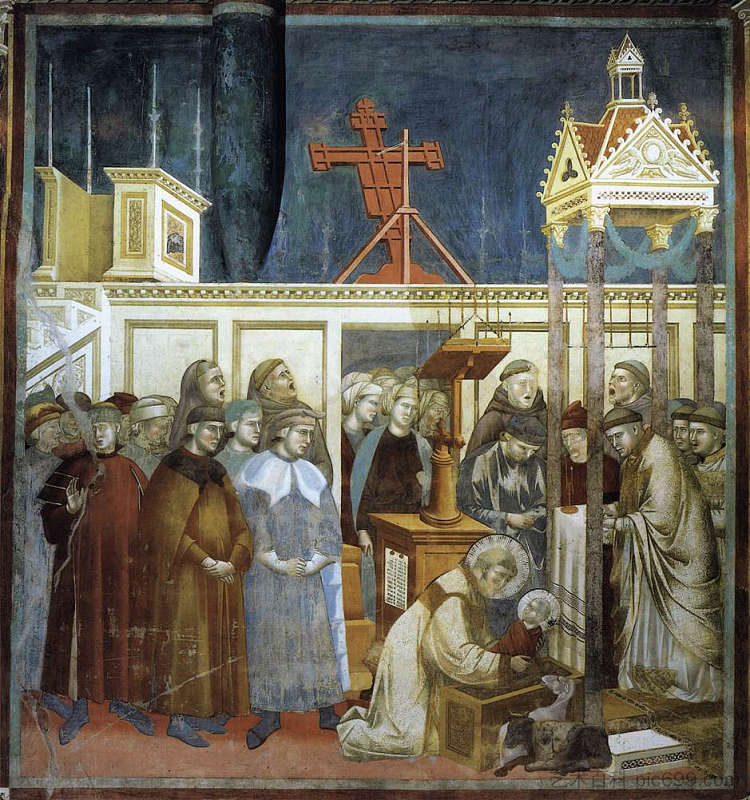 阿西西的圣弗朗西斯在格雷基奥准备圣诞婴儿床 St. Francis of Assisi Preparing the Christmas Crib at Grecchio (1297 - 1300)，乔托·迪·邦多内