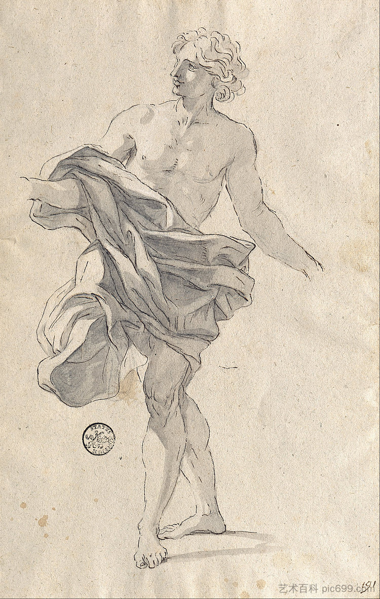 为一个跳舞的年轻人学习 Study for a Young Man Dancing (1682)，乔瓦尼·巴蒂斯塔·高利