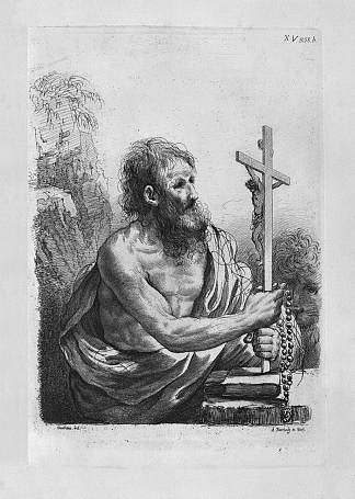 圣杰罗姆在思考十字架的行为，由格尔奇诺 St. Jerome in the act of contemplating the crucifix, by Guercino，乔瓦尼·巴蒂斯塔·皮拉内西