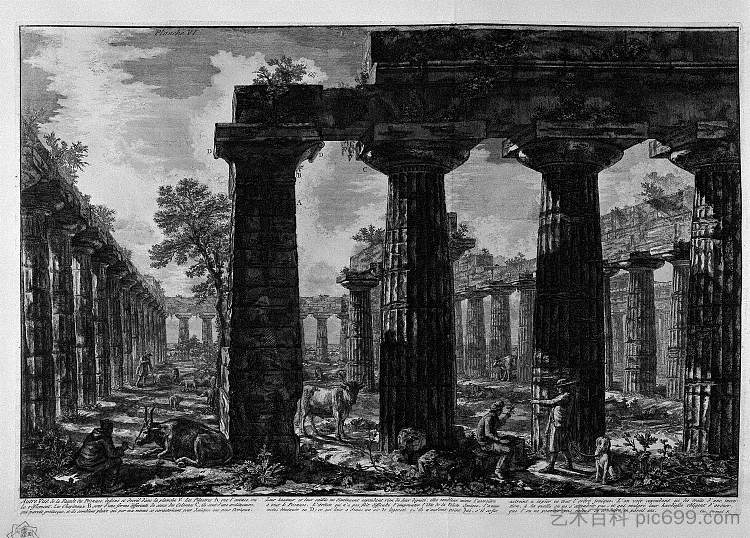 普罗纳奥斯立面的另一个视图 Another view of the facade of the pronaos (1778),乔瓦尼·巴蒂斯塔·皮拉内西