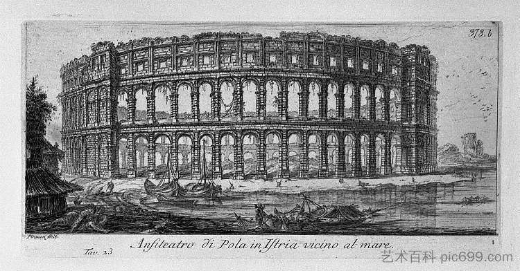 德鲁苏斯拱门和罗马圣塞巴斯蒂安之门 Arch of Drusus and the door of St Sebastian in Rome (1748),乔瓦尼·巴蒂斯塔·皮拉内西