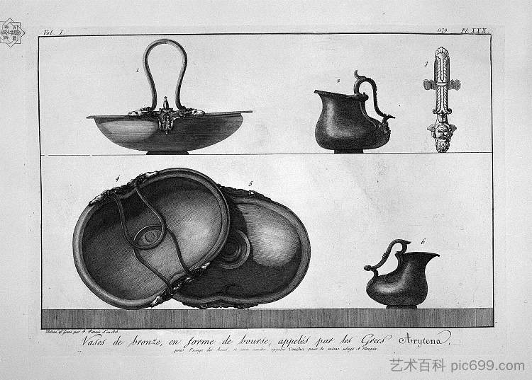 青铜花瓶形状的袋子（Arytena），发现于庞贝古城 Bronze vases shaped bag (Arytena), found in Pompeii，乔瓦尼·巴蒂斯塔·皮拉内西