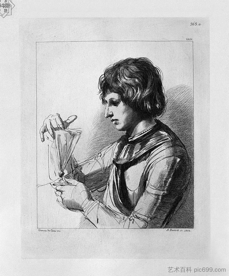 一个手里拿着圣杯的战士的半身影,由格尔奇诺 Half figure of a warrior with a chalice in his hands, by Guercino,乔瓦尼·巴蒂斯塔·皮拉内西