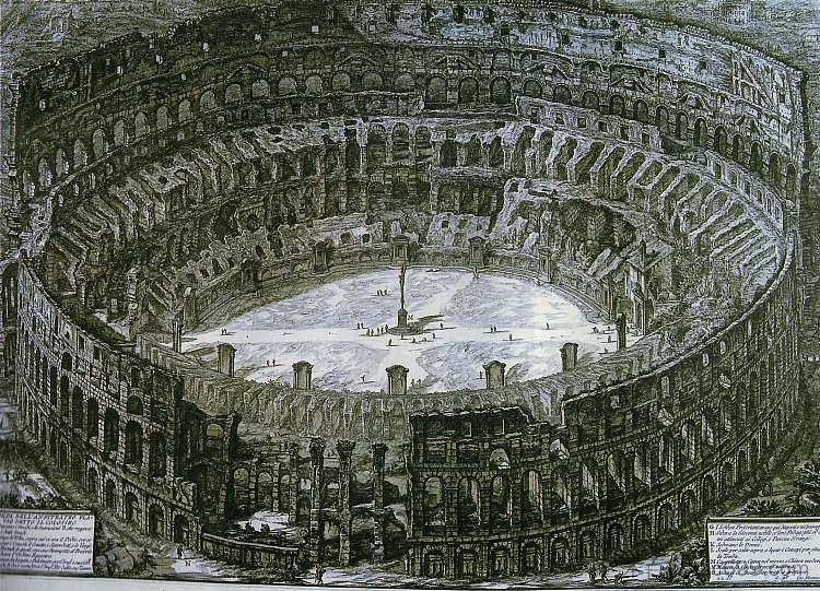 罗马斗兽场与十字架的车站 Colosseum with Stations of the Cross，乔瓦尼·巴蒂斯塔·皮拉内西