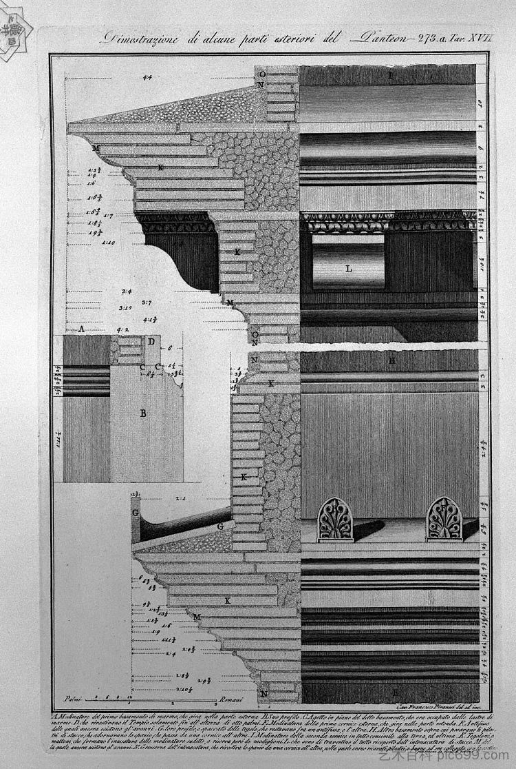 万神殿部分外部的演示 Demonstrations of some outer parts of the Pantheon，乔瓦尼·巴蒂斯塔·皮拉内西