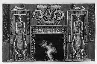 埃及风格的壁炉，每边两个杂耍者洒在手上 Egyptian-style fireplace, two on each side jugglers spilled on the hands，乔瓦尼·巴蒂斯塔·皮拉内西