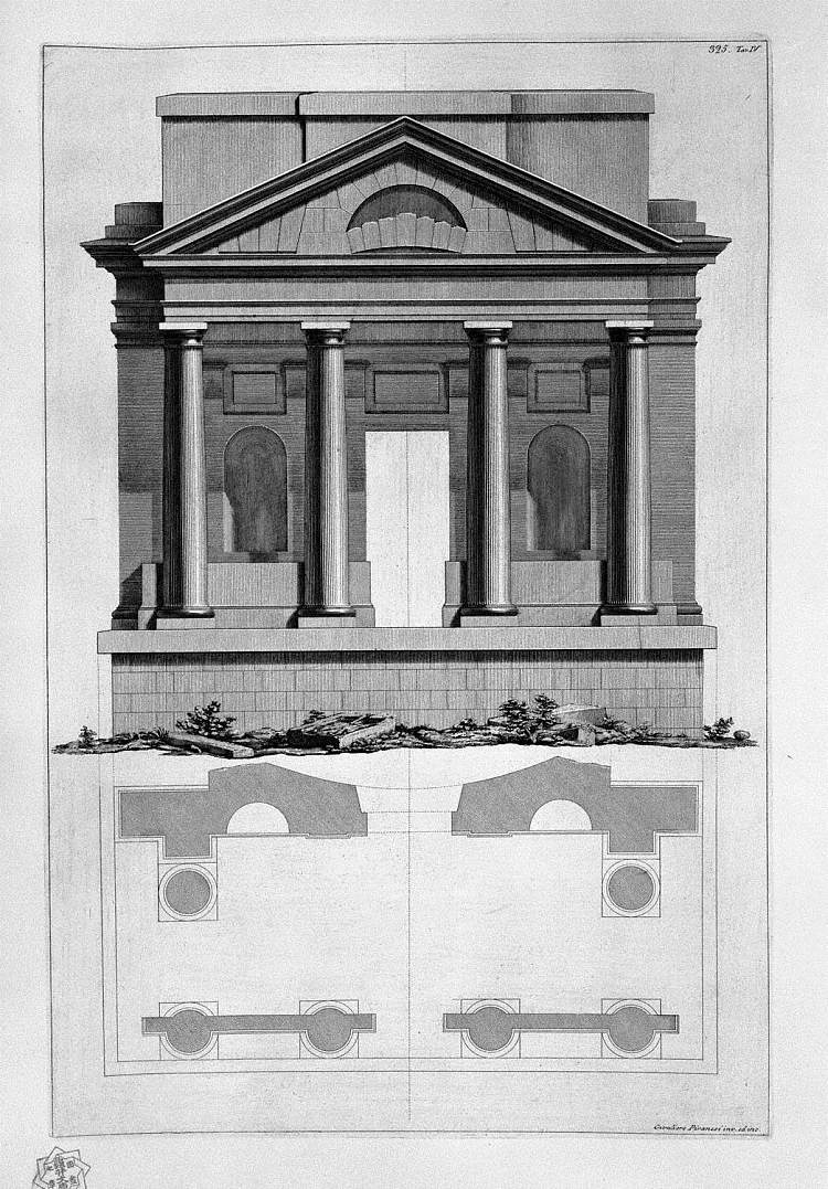 寺庙的立面图和平面图 Elevation and plan of a temple，乔瓦尼·巴蒂斯塔·皮拉内西