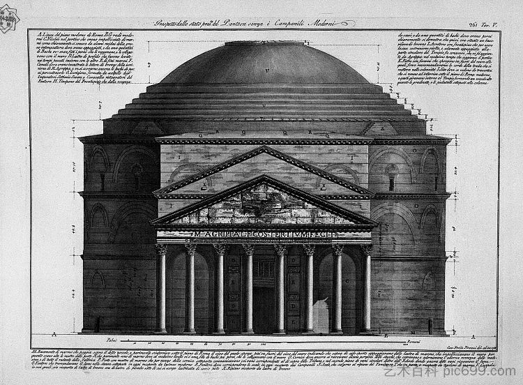 万神殿的平衡面孔，没有罗森特现代钟 Face of the balance of the Pantheon without roesent Modern Bell，乔瓦尼·巴蒂斯塔·皮拉内西