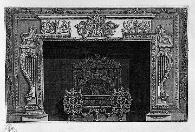 带有大型华丽金属翼的壁炉 Fireplace with a large ornate metal wing，乔瓦尼·巴蒂斯塔·皮拉内西