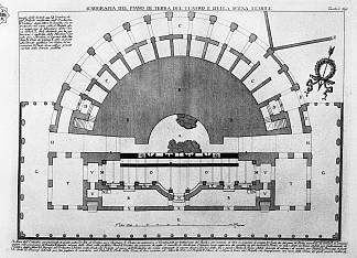 剧院底层和马厩舞台的平面图 Ground plan of the ground floor of the theater and the stage of stable，乔瓦尼·巴蒂斯塔·皮拉内西